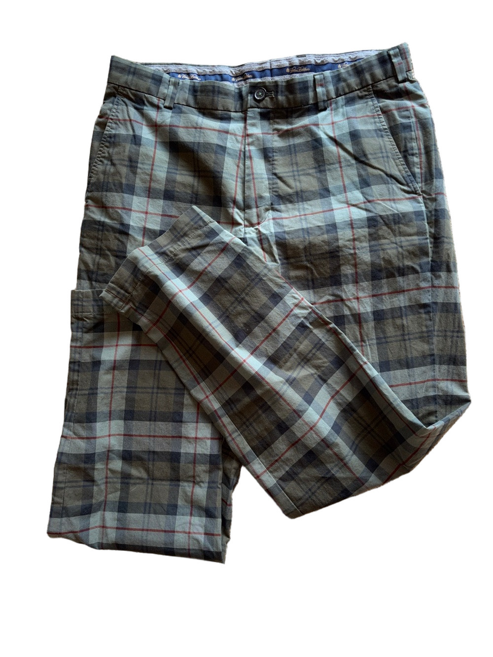 Brooks Brothers Clark Green Plaid Flat Front Chino Pants Men’s 35x32 - Picture 4 of 6